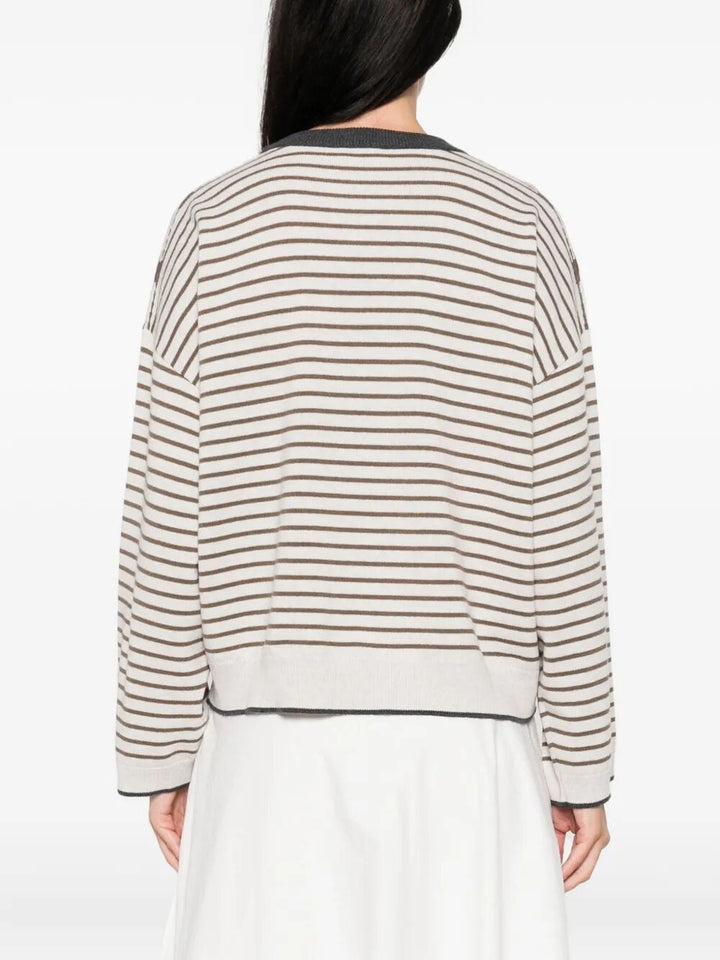 Brunello Cucinelli Women Boatneck Stripes Sweater
