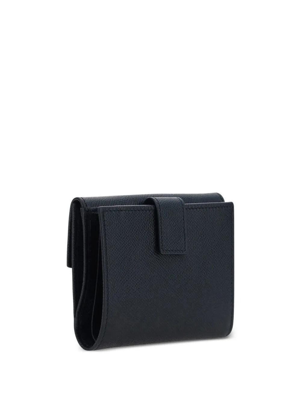 Ferragamo Women Hammered Leather Gold Gancini Compact Wallet