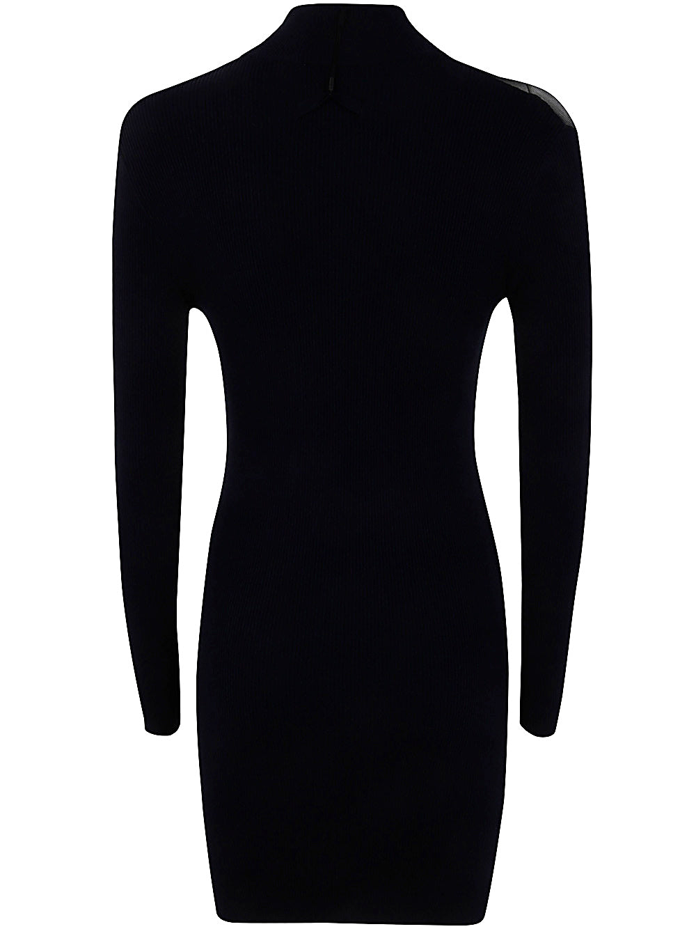 Black long-sleeve dress on a white background