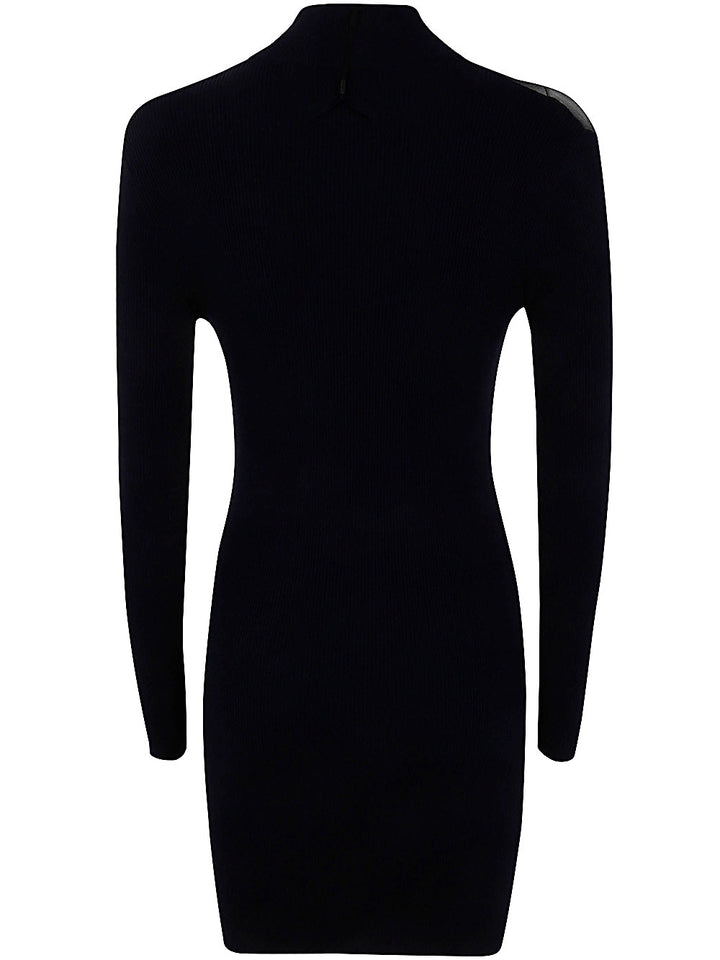 Black long-sleeve dress on a white background