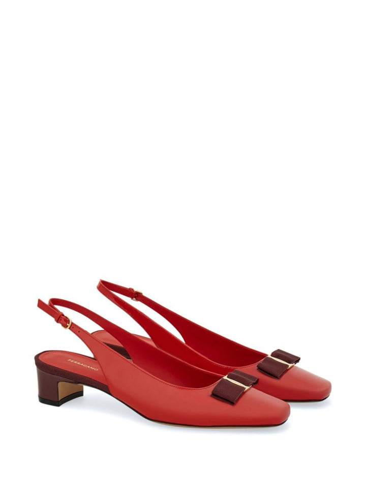 Ferragamo Women Rivada Patent Leather Slingback With Vara Bow