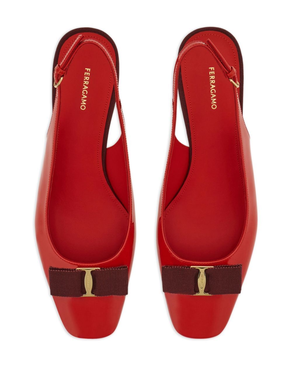 Ferragamo Women Rivada Patent Leather Slingback With Vara Bow