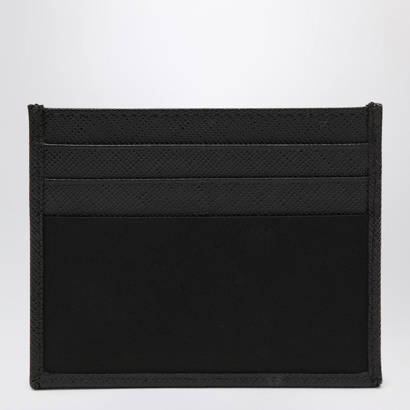 Prada Black Saffiano Card Case With Logo Triangle Men