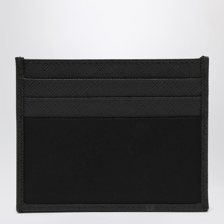 Prada Black Saffiano Card Case With Logo Triangle Men