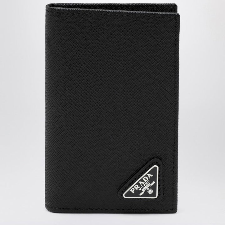 Prada Black Vertical Wallet In Saffiano Men