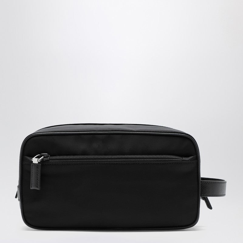 Prada Black Re-Nylon And Leather Pouch Men