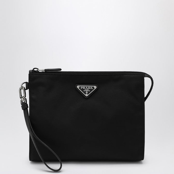 Prada Black Pouch In Re-Nylon And Saffiano Men