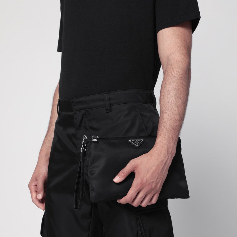 Prada Black Re-Nylon And Saffiano Pouch Men