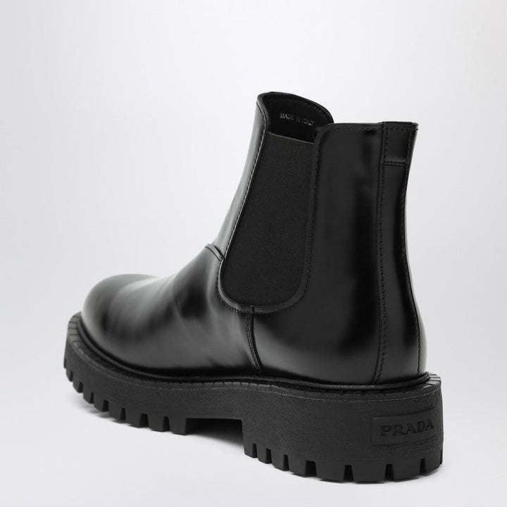 Prada Black Leather Ankle Boot Men