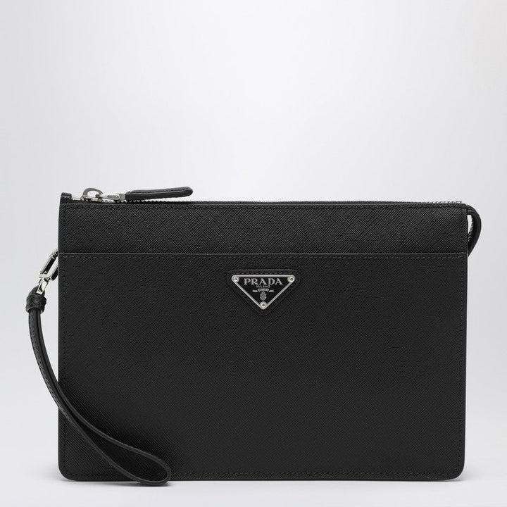 Prada Black Saffiano Leather Pouch Men