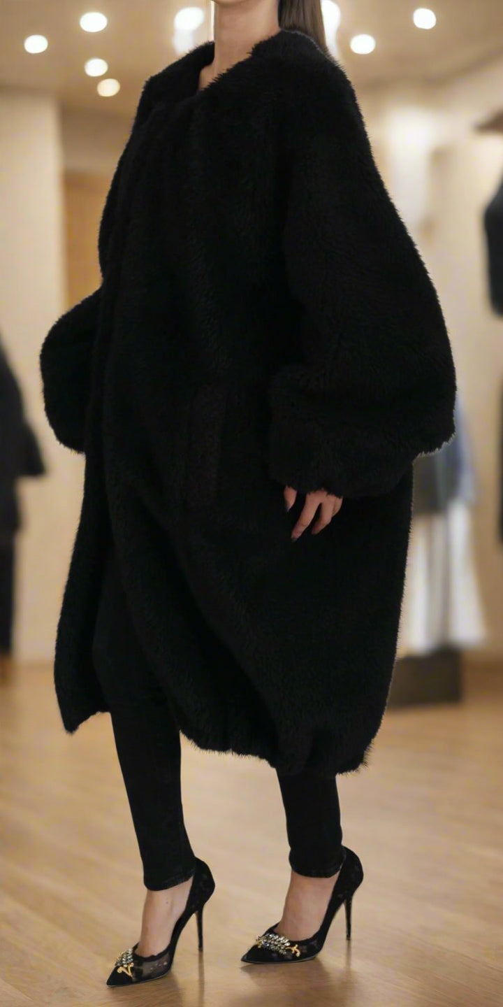 DOLCE & GABBANA Elegant Black Cashmere Blend Overcoat Jacket