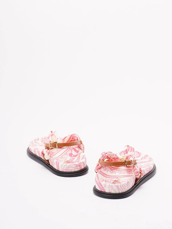Versace Women Fabric And Calf Leather Sandals