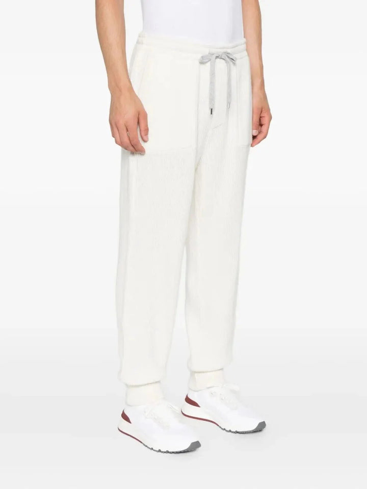 Brunello Cucinelli Men Cashmere English Rib Knit Track Pants