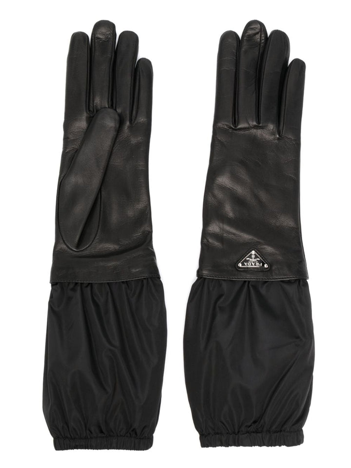 Prada Women Nylon And Leather Gloves