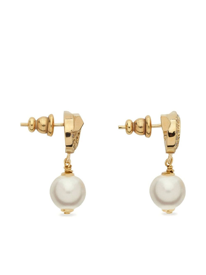 Ferragamo Women Gancini Earrings With Pearls And Crystals