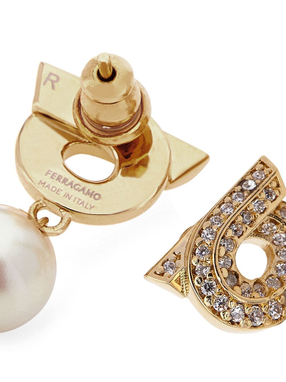 Ferragamo Women Gancini Earrings With Pearls And Crystals