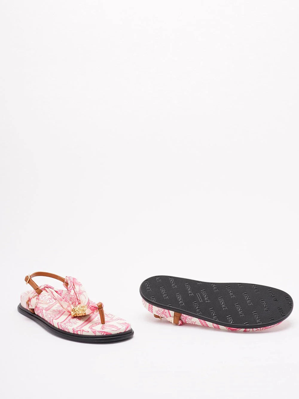 Versace Women Fabric And Calf Leather Sandals