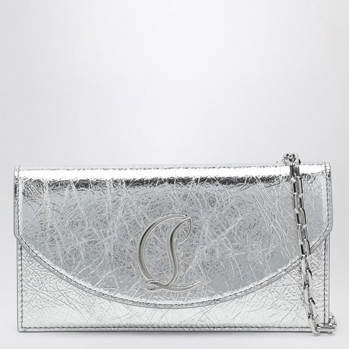 Christian Louboutin Loubi54 Silver Laminated Leather Clutch Bag Women