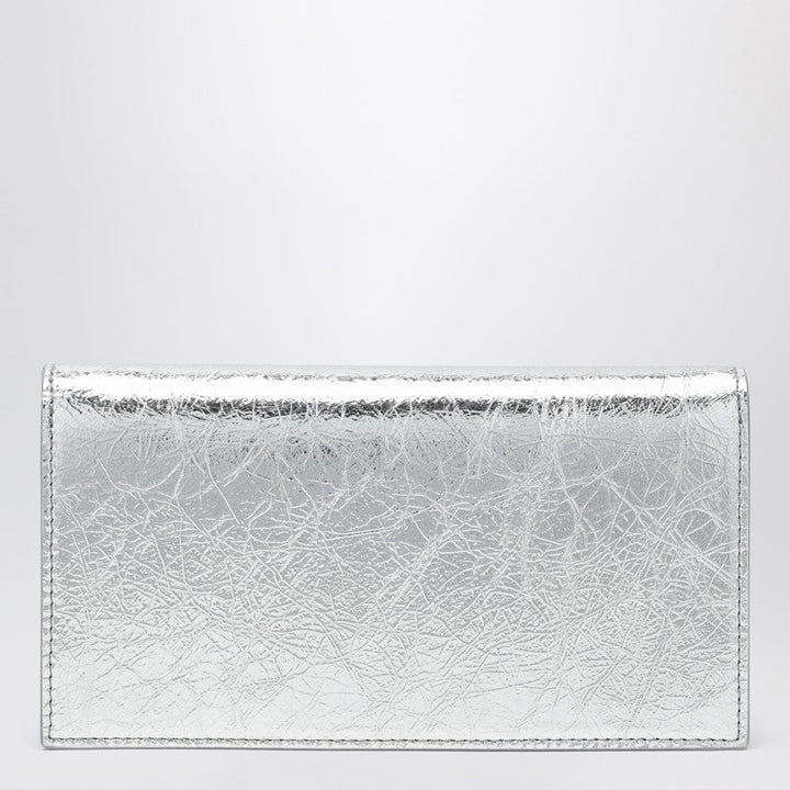 Christian Louboutin Loubi54 Silver Laminated Leather Clutch Bag Women