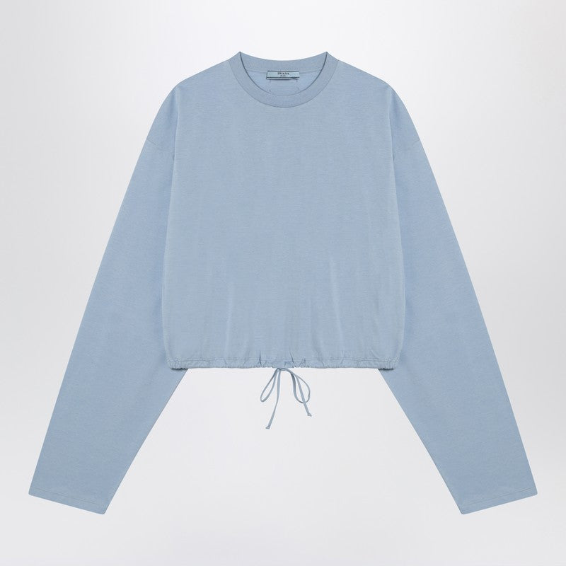 Prada Light Blue Sweater With Elastic Hem Women