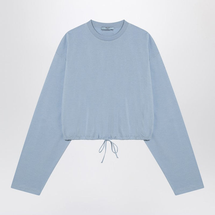 Prada Light Blue Sweater With Elastic Hem Women