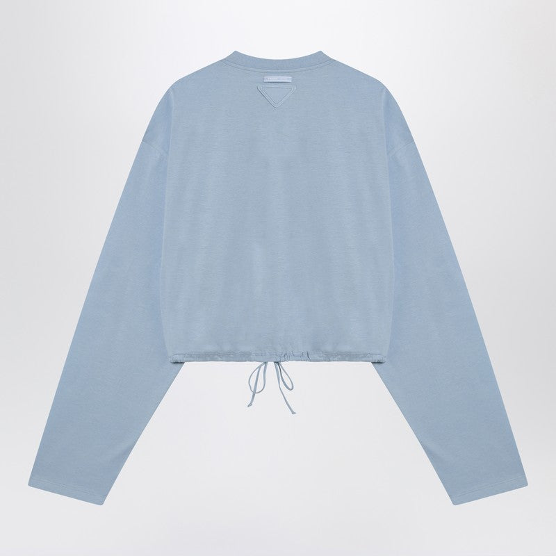 Prada Light Blue Sweater With Elastic Hem Women