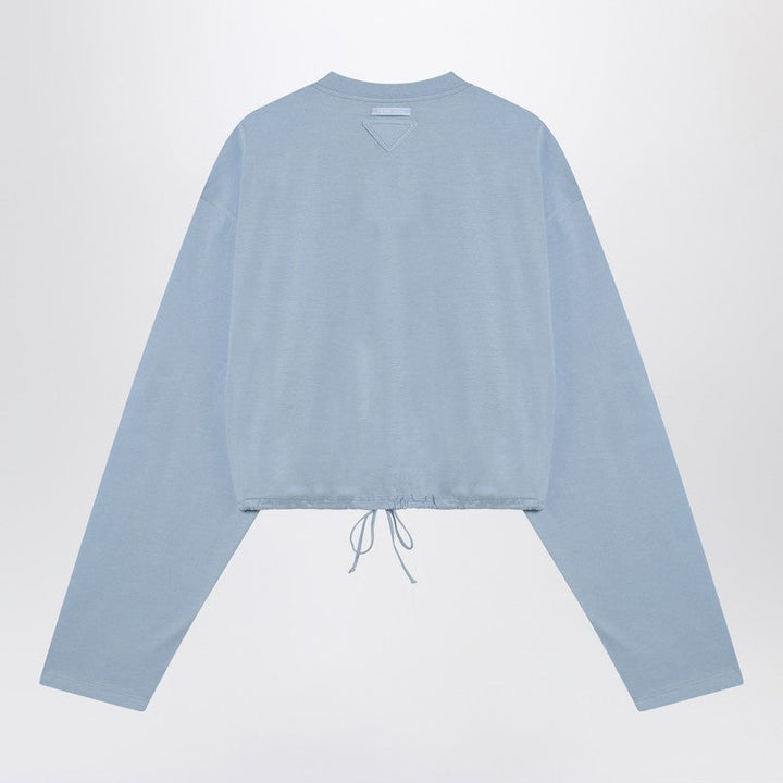 Prada Light Blue Sweater With Elastic Hem Women