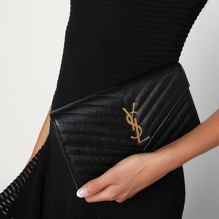 Saint Laurent Black Cassandre Chain Clutch Bag Women