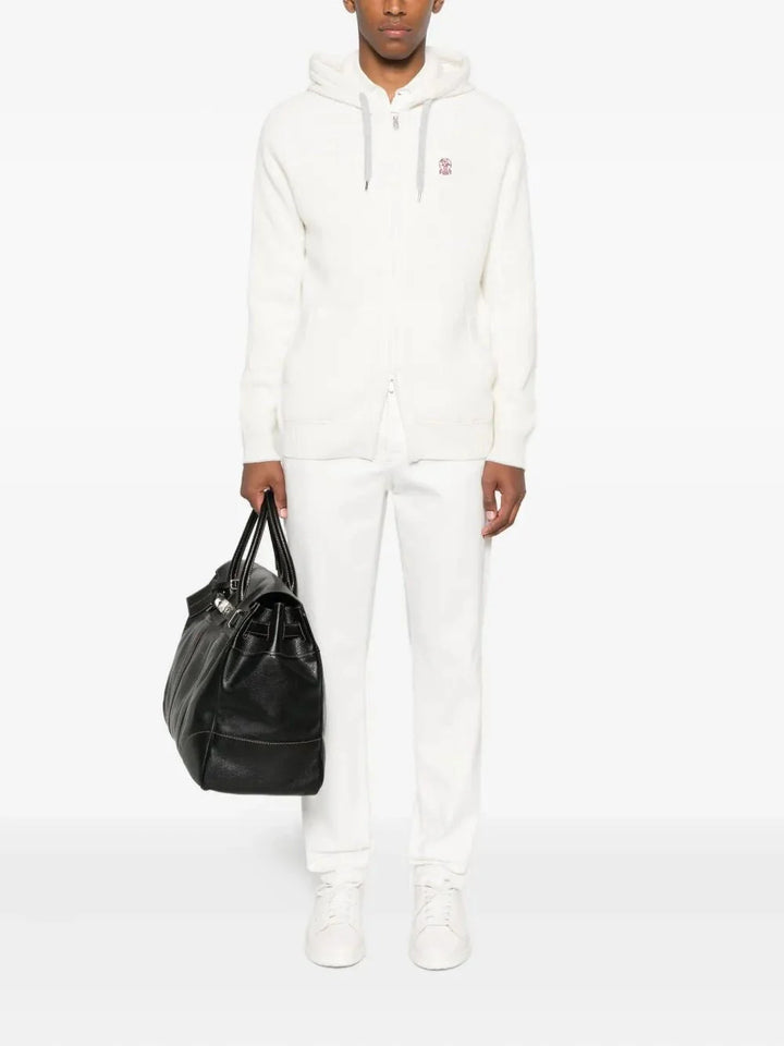 Brunello Cucinelli Men Cashmere Knit Sweatshirt With Hood