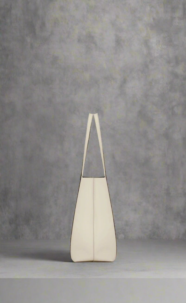 SAINT LAURENT White Calf Leather Tote Shoulder Bag