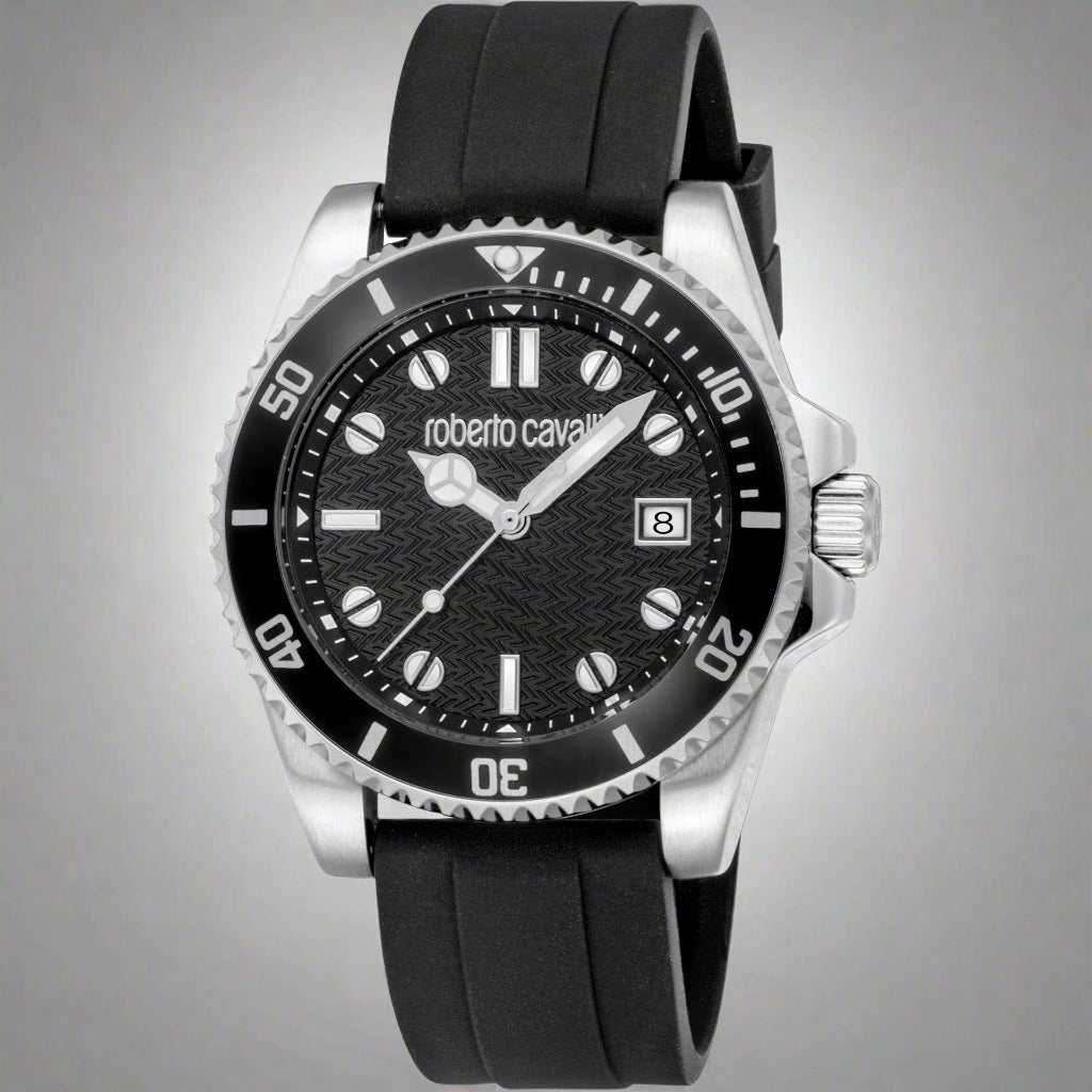Roberto Cavalli men's black dial day date Watches
