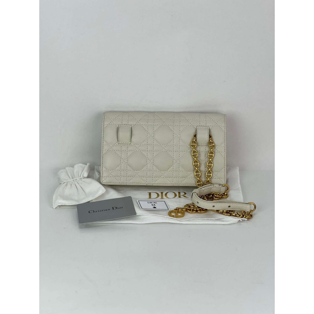 Christian Dior Caro Cannage white leather belt bag clutch – STORE 7994