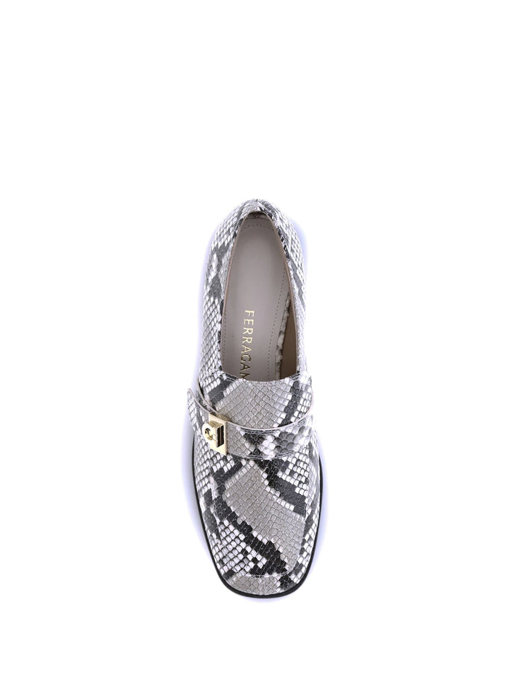 Ferragamo Women Python Print Leather Loafers