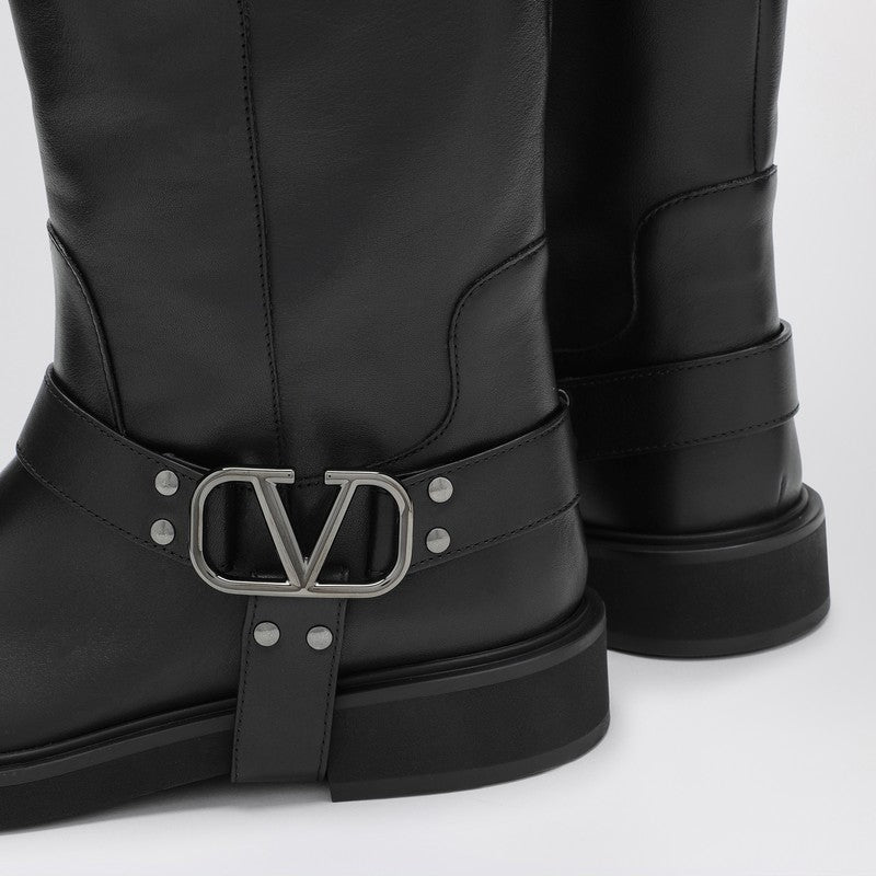 Valentino Garavani Vlogo Signature Black Boot Women