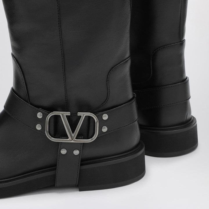 Valentino Garavani Vlogo Signature Black Boot Women