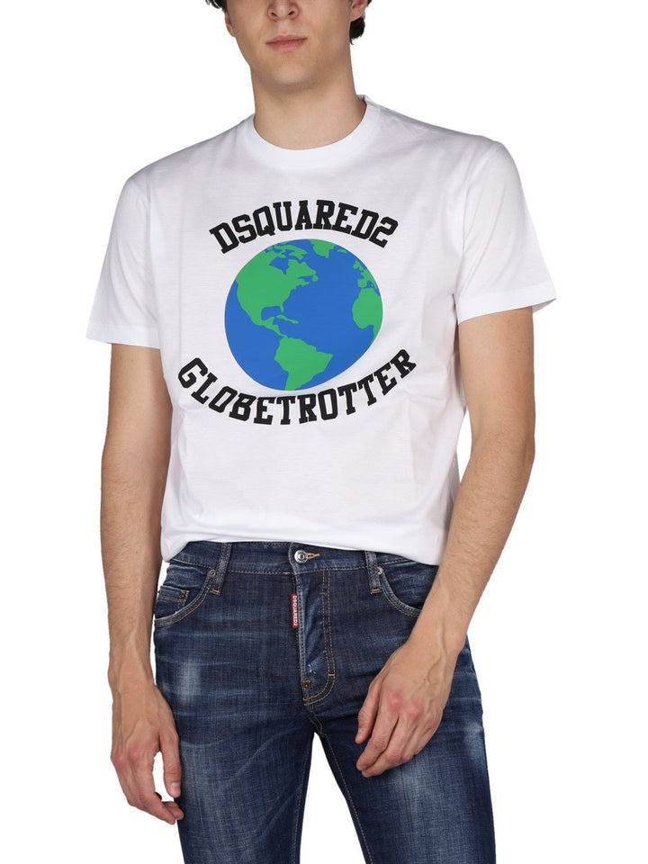 Dsquared Men "Globetrotter" T-Shirt With Print