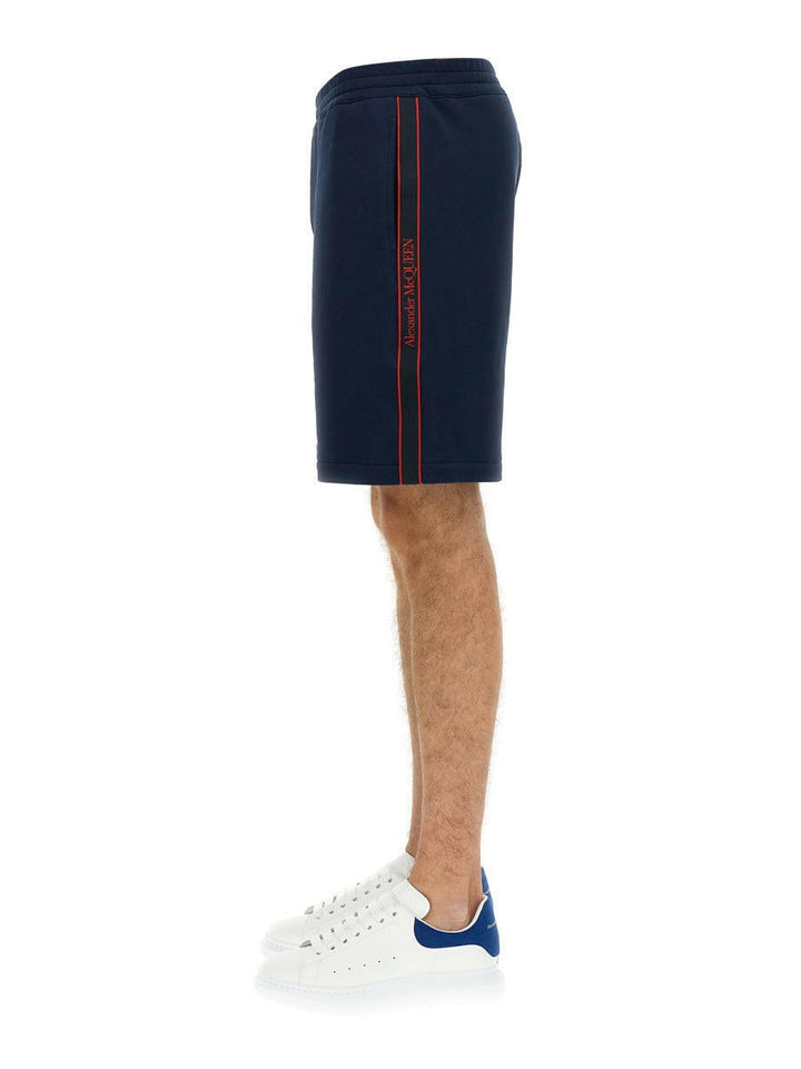 Alexander Mcqueen Men Bermuda Shorts With Selvedge Logo Band