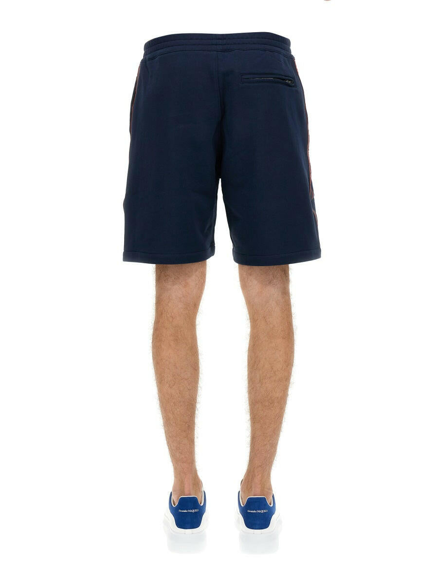 Alexander Mcqueen Men Bermuda Shorts With Selvedge Logo Band
