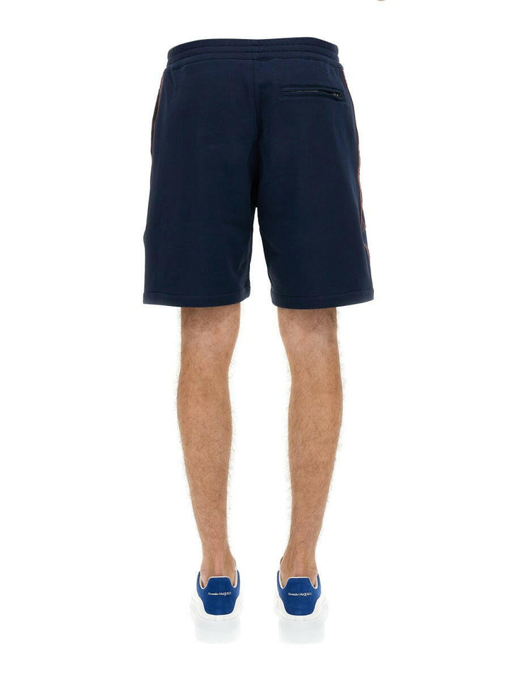 Alexander Mcqueen Men Bermuda Shorts With Selvedge Logo Band
