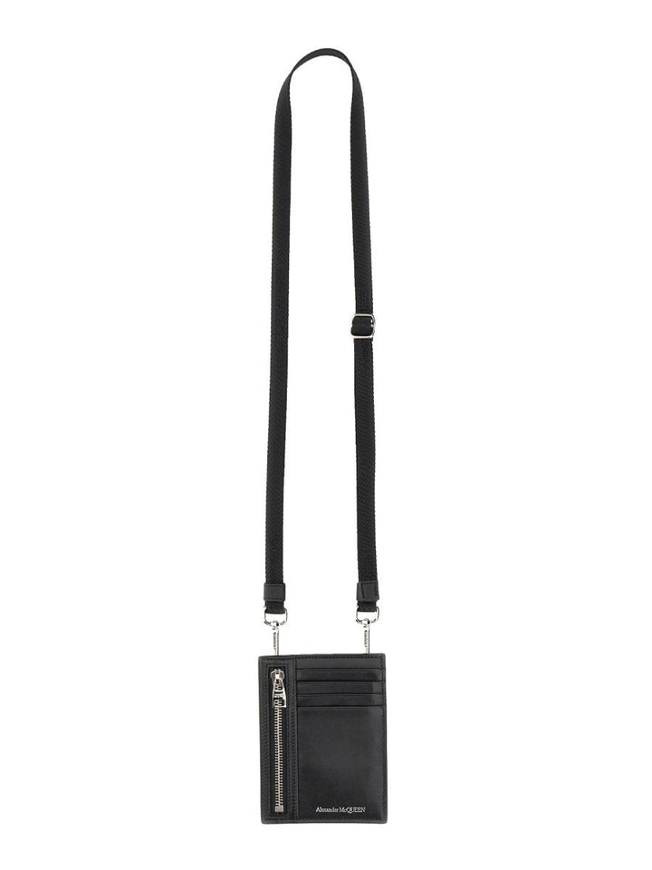 Alexander Mcqueen Men Card Holder With Logo Print
