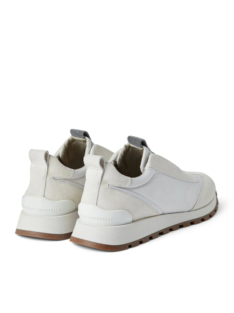 Brunello Cucinelli Women Slip On Sneakers In Leather And Fabric