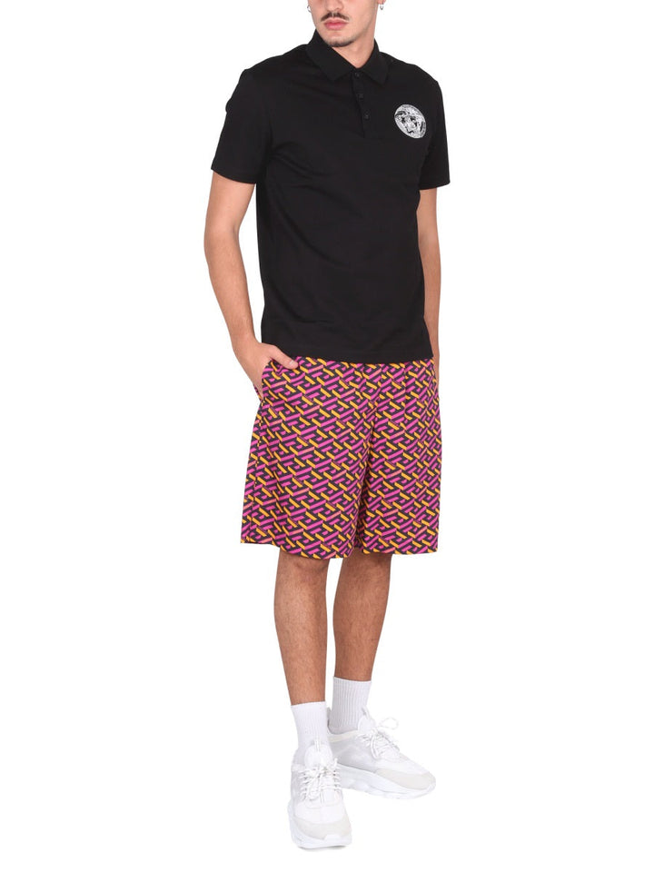 Versace Men Shorts With La Greca Print
