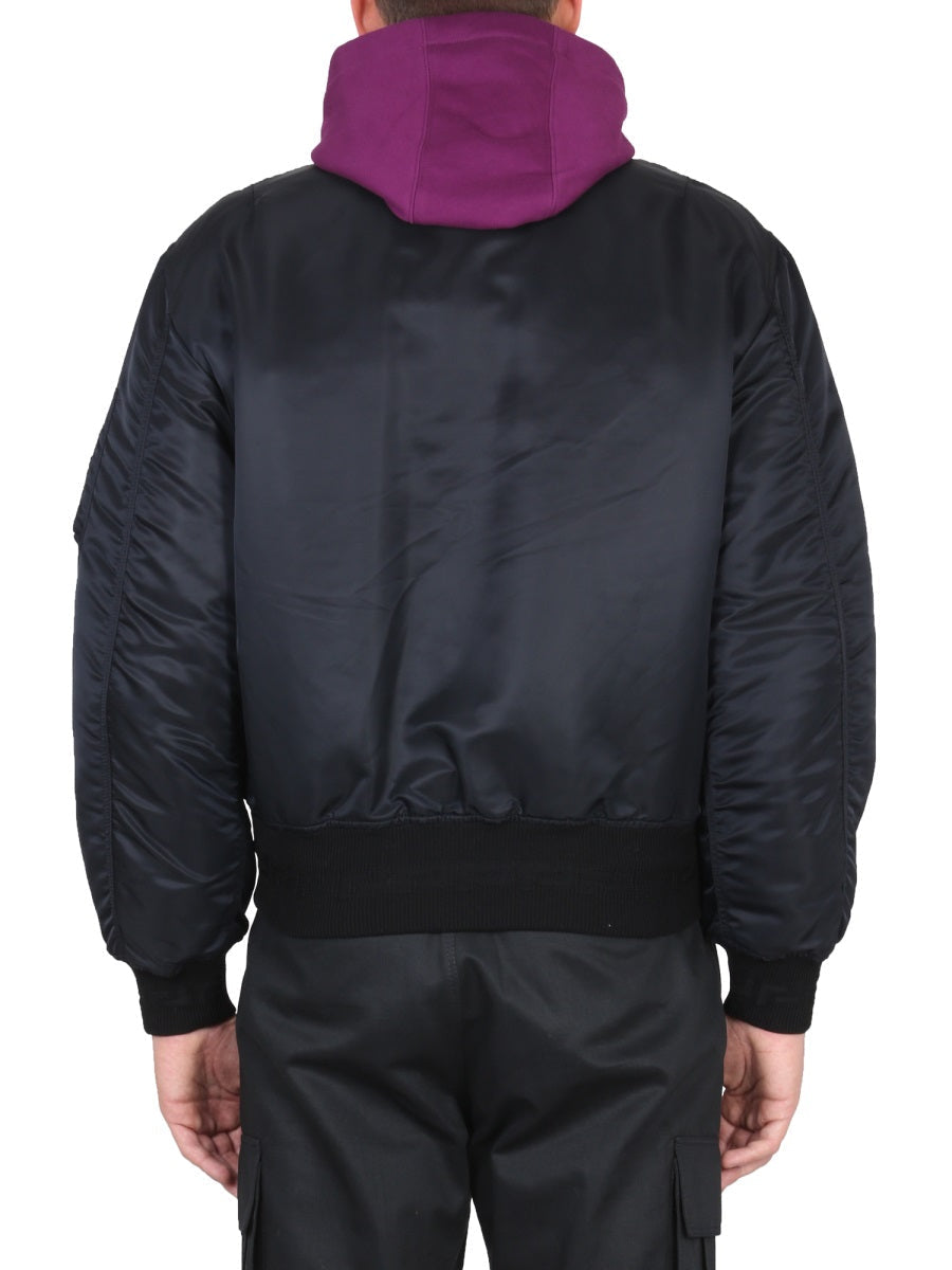 Versace Men Bomber Jacket With Applied Logo