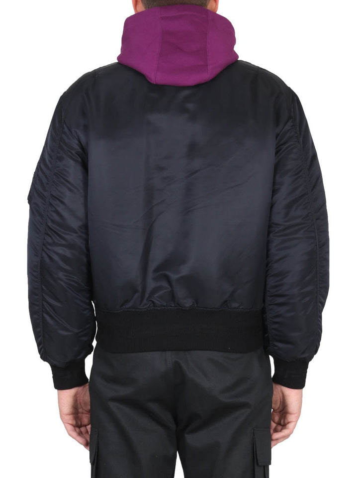 Versace Men Bomber Jacket With Applied Logo