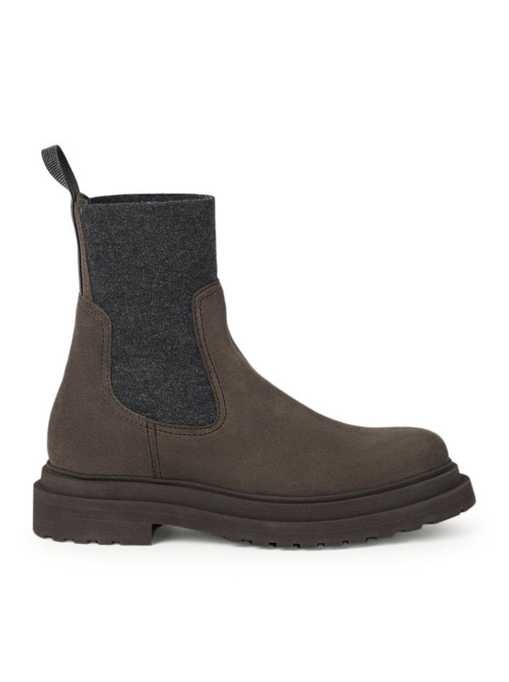 Brunello Cucinelli Women Suede Boot With Mesh Insert