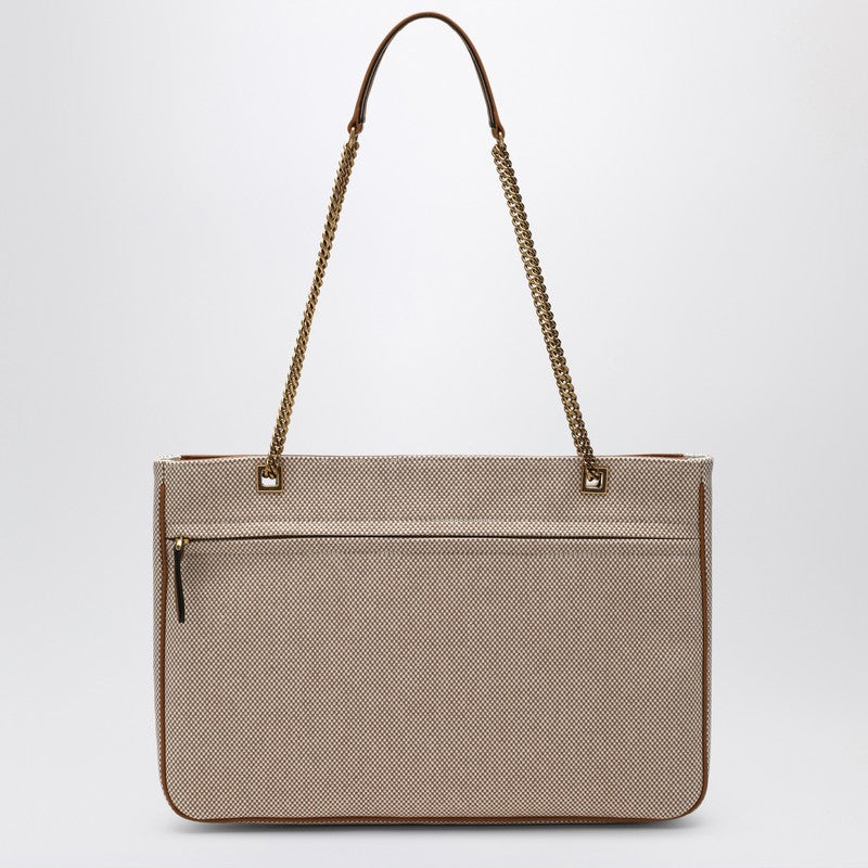 Valentino Garavani Medium Viva Superstar Bag In Natural/Spice Canvas Women