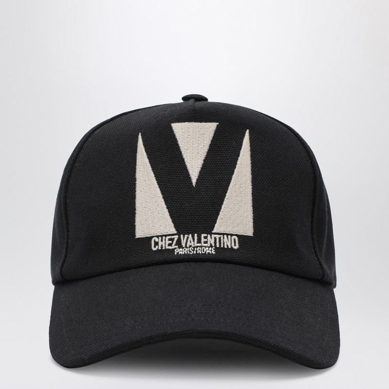 Valentino Garavani Chez Valentino Black Baseball Cap Women