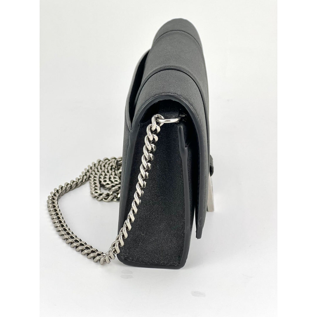 BALENCIAGA Hourglass Wallet On Chain Black Glitter Clutch Shoulder Bag