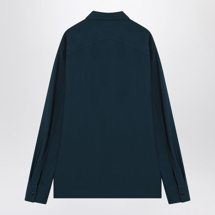 Bottega Veneta Men Petrol Blue Wool Shirt