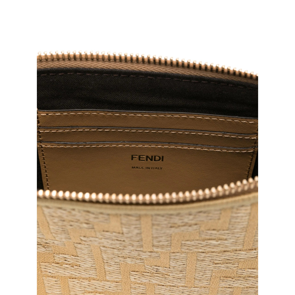 Close-up of a Fendi bag with visible branding on a white background